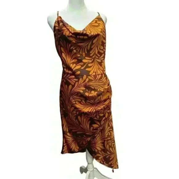 DRESS FORUM DECO ASYMETRICAL HEM MINI DRESS OPEN BACK SPAGHETTI STRAP SIZE L - Picture 5 of 16